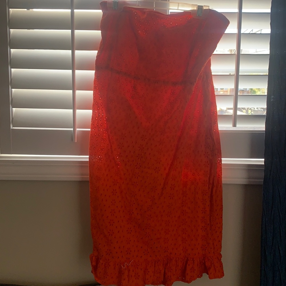 orange off the shoulder dress